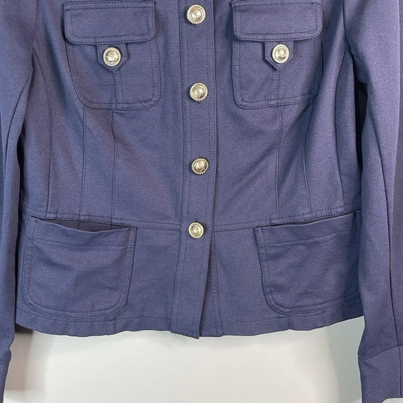 Inc International Concepts Military Style Blazer Jacket Navy Blue Stretch Size M - Picture 4 of 11